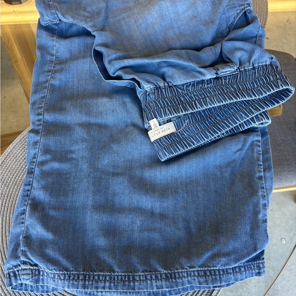 Side Stitch Denim - Side Stitch cropped denim with extra wide legs. Elastic waist, size L